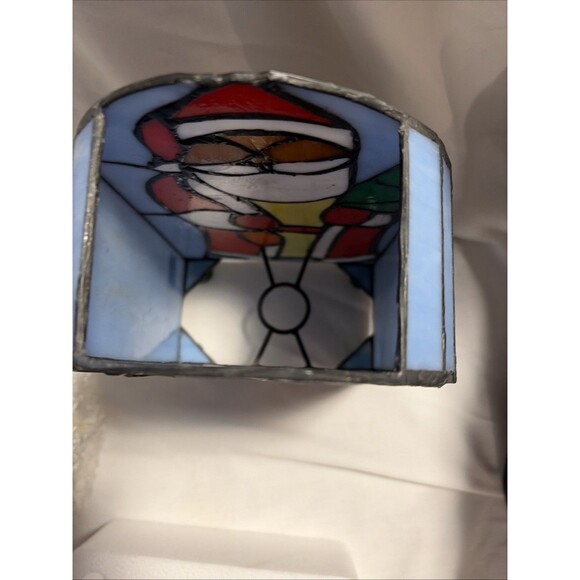 Holiday Tiffany Lamp Style Model FX1-257 New In Box Black Santa Normande Lightin - Picture 9 of 12